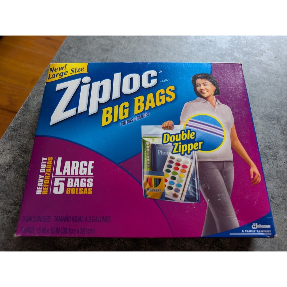 Ziploc Big Bags Large 3 Gallon Storage Double Zipper Heavy Duty 5  Discontinued